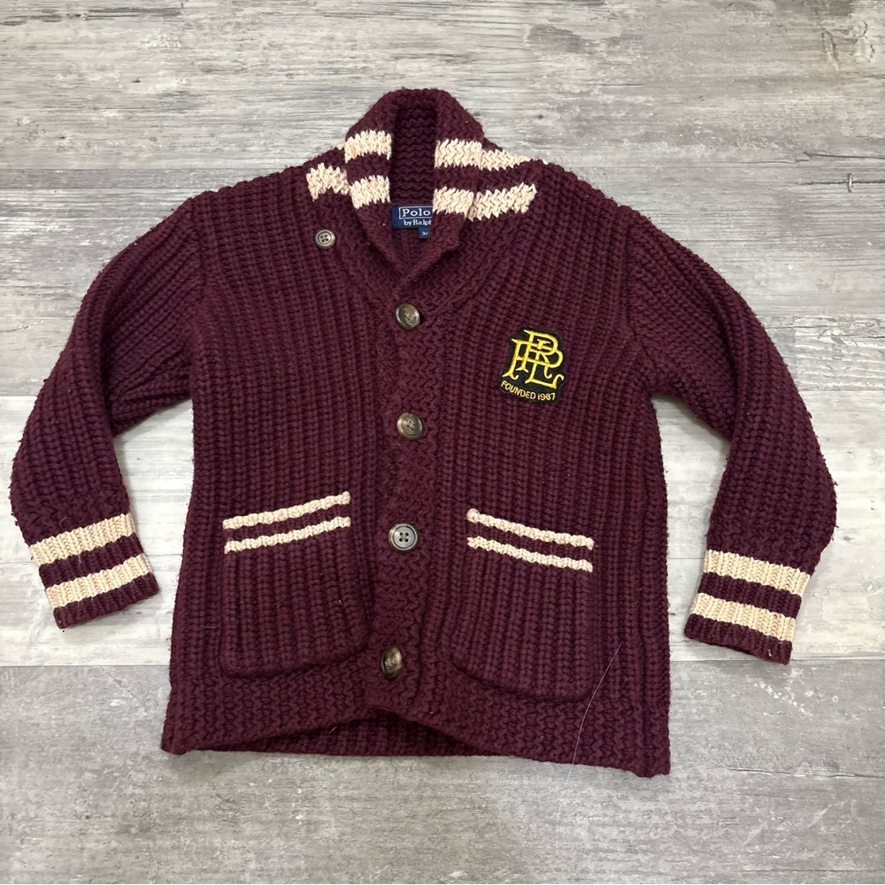 Polo by Ralph Lauren Boys’ 3T Shawl Collar Chunky Knit sweater